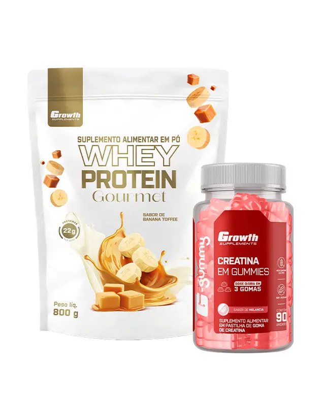 Kit Whey Gourmet Banana Toffee 800g + Creatina G-Gummy