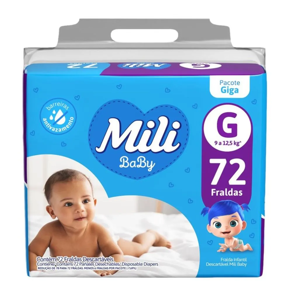 Fralda Mili Baby Giga G 72 Unidades