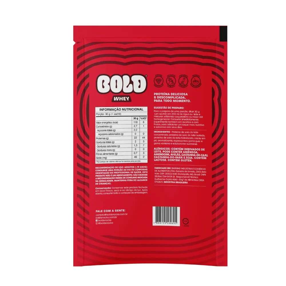 Suplemento Bold Whey Chocolate Ao Leite 30g