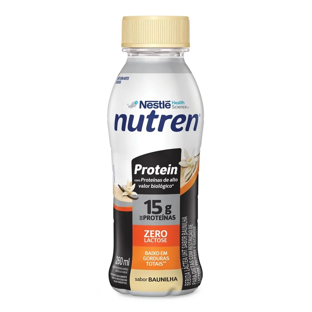 Bebida Láctea Nutren Protein 15g De Proteínas Baunilha Sem Lactose 260ml