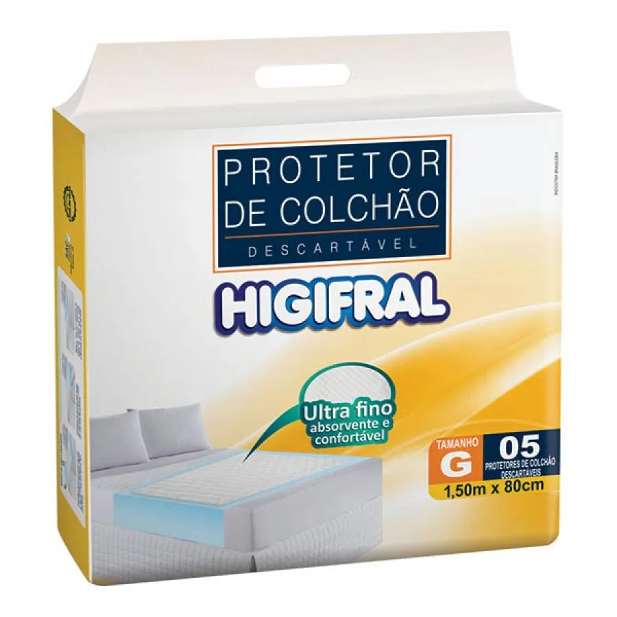 Protetor De Colchão Descartável Higifral Tamanho G Com 5 Unidades