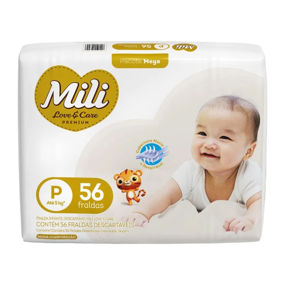 Fralda Mili Love E Care P Mega Com 56 Unidades