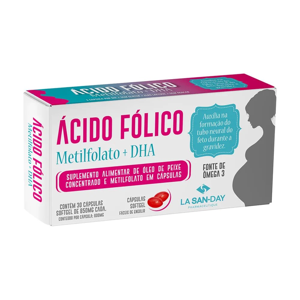 Ácido Fólico 850mg La San Day Com 30 Cápsulas