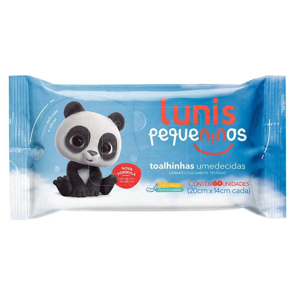 Toalhinhas Umedecidas Lunis Pequeninos Com 60 Unidades