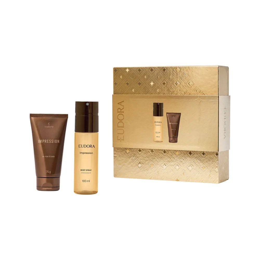 Kit Eudora Desodorante Body Spray Impression 100ml + Gel Creme Pos Barba 75g
