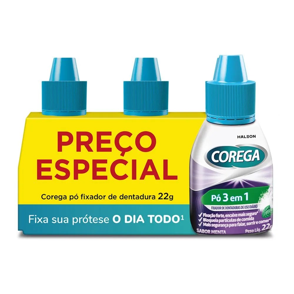 Fixador Dentadura Corega Com 3x22gr Po Promocional