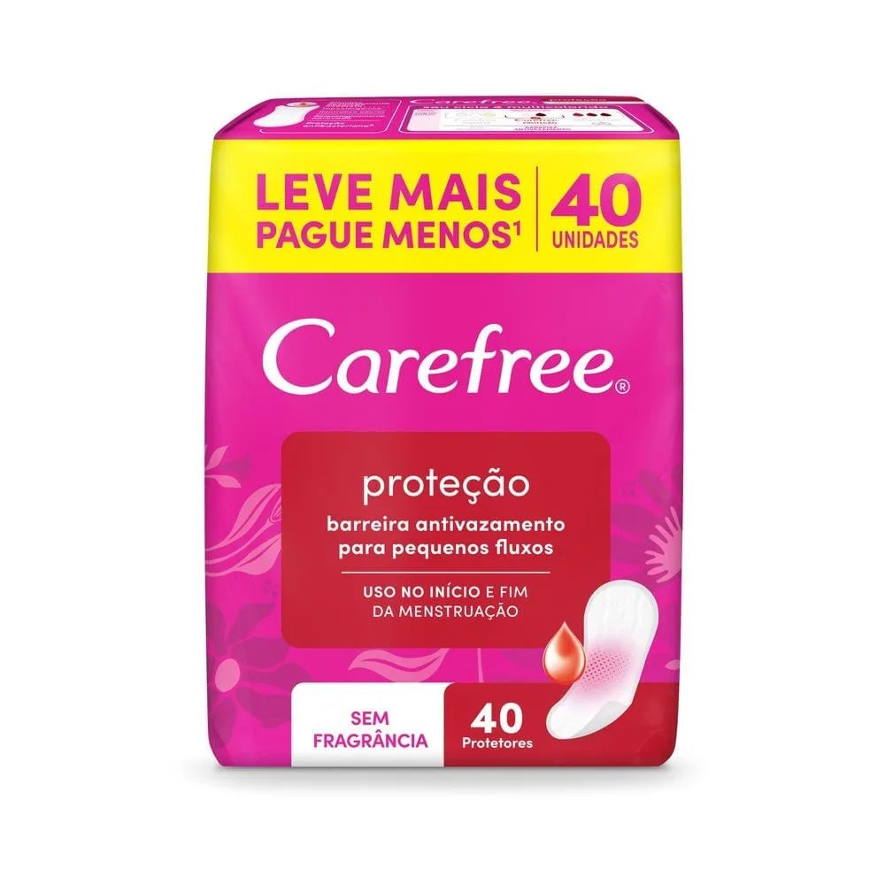 Protetor Diário Carefree Proteção Sem Fragrância 40 Unidades