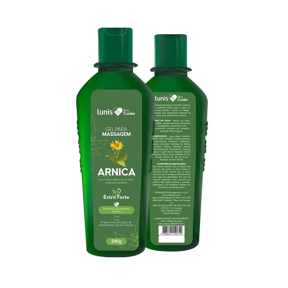 Gel Para Massagem Arnica Extra Forte Lunis 240g