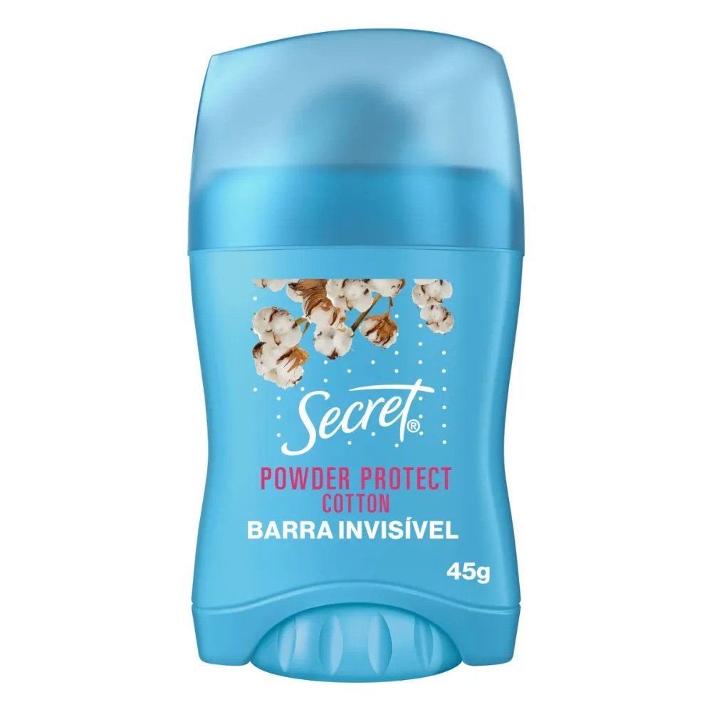 Desodorante Secret Feminino 45gr Stick Powder Protect Barra Cotton