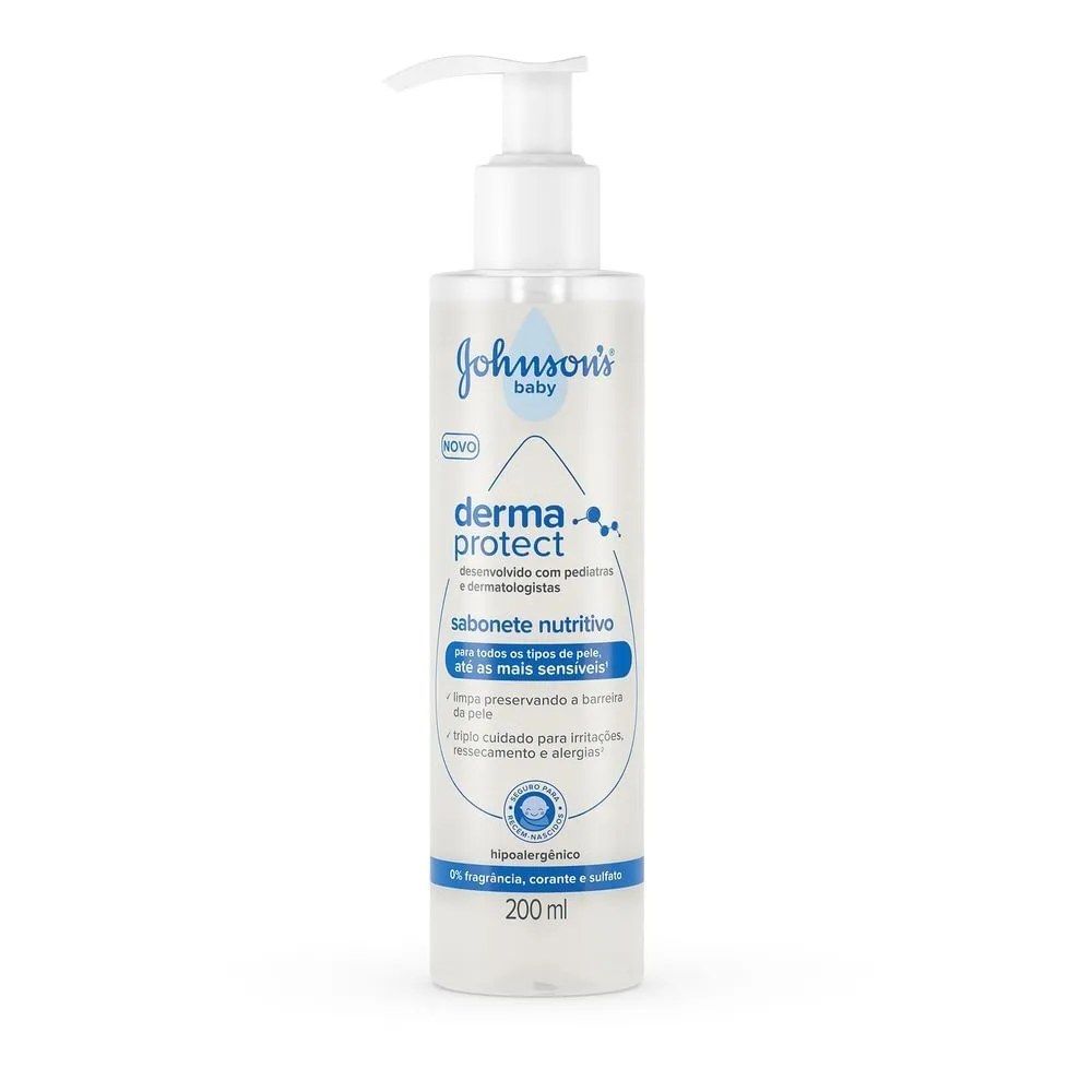 Sabonete Johnsons Baby Liquido Derma Protect 200ml Nutritivo Pump