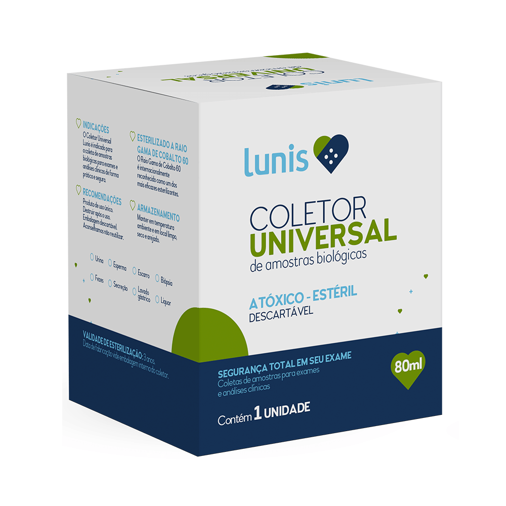 Pote Coletor Universal Esteril Lunis 80ml 1 Unidade