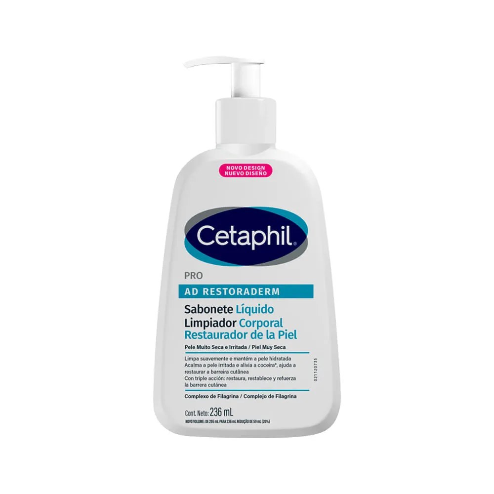 Sabonete Liquido Cetaphil Pro Ad Restoraderm Para Pele Irritada A Seca  236ml