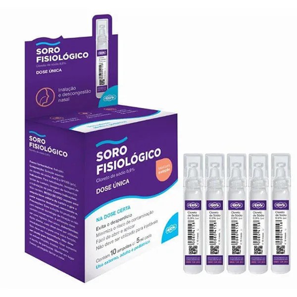 Soro Fisiologico Adv 0,9% Com 10 Ampolas De 5ml