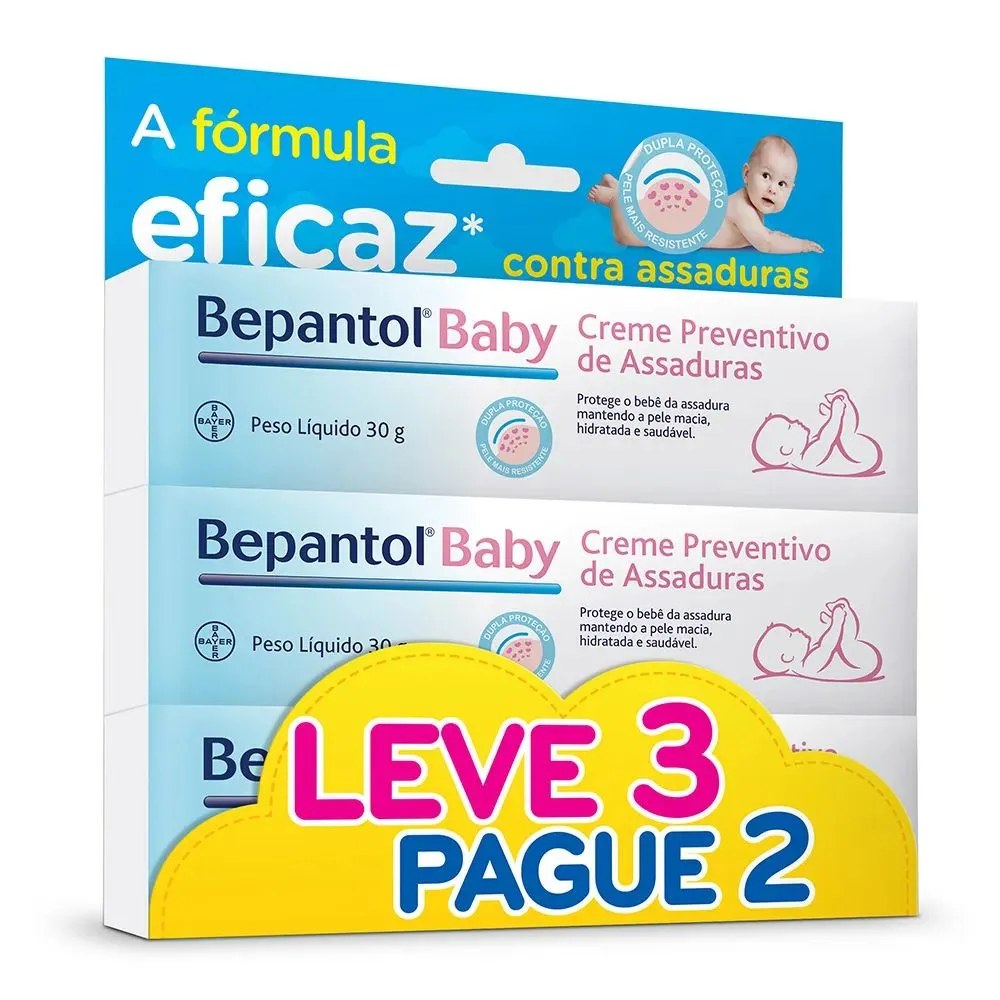Creme Preventivo De Assaduras Para Bebês Bepantol Baby 30g 3 Unidades