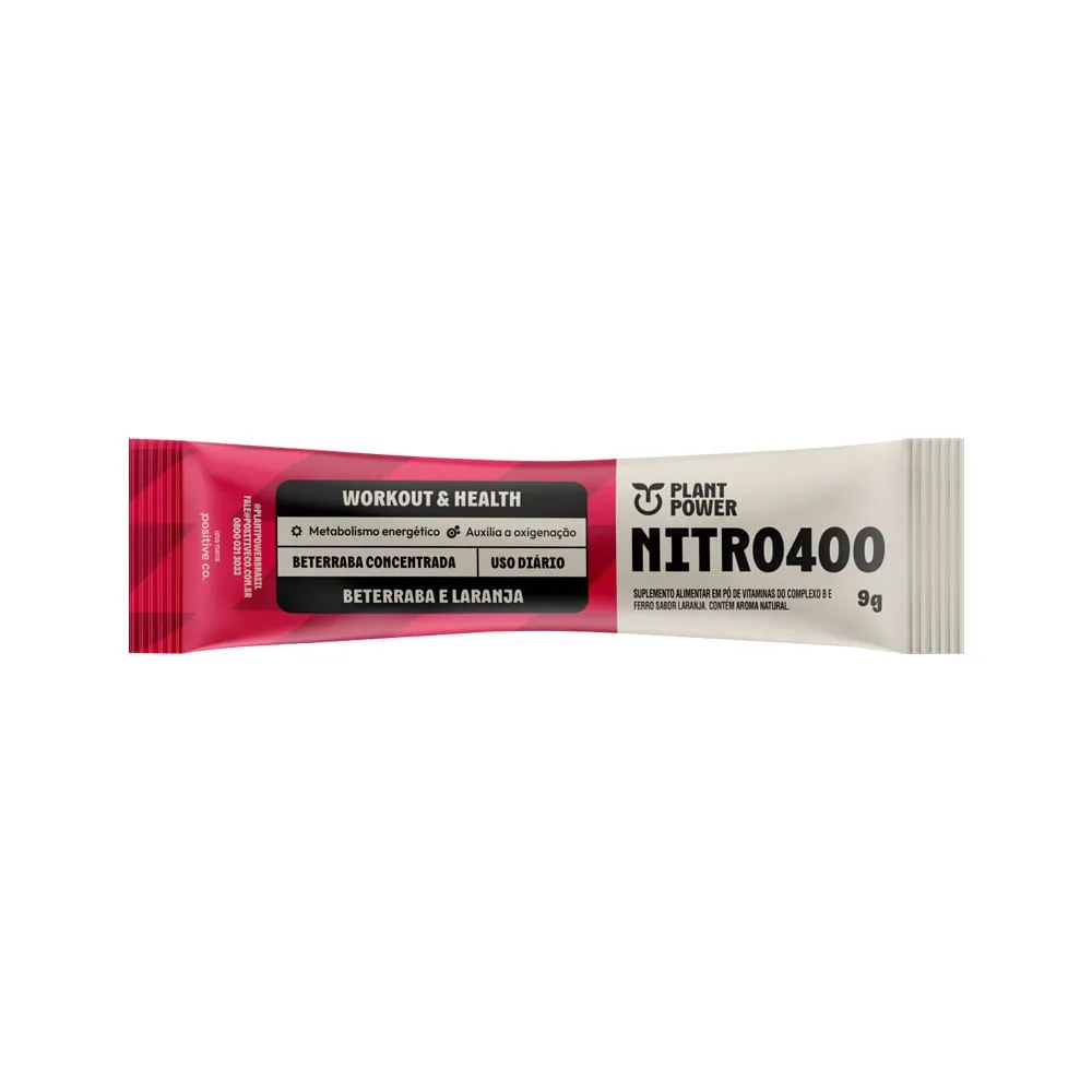 Suplemento Alimentar Nitro400 Plant Power Beterraba E Laranja 9gr