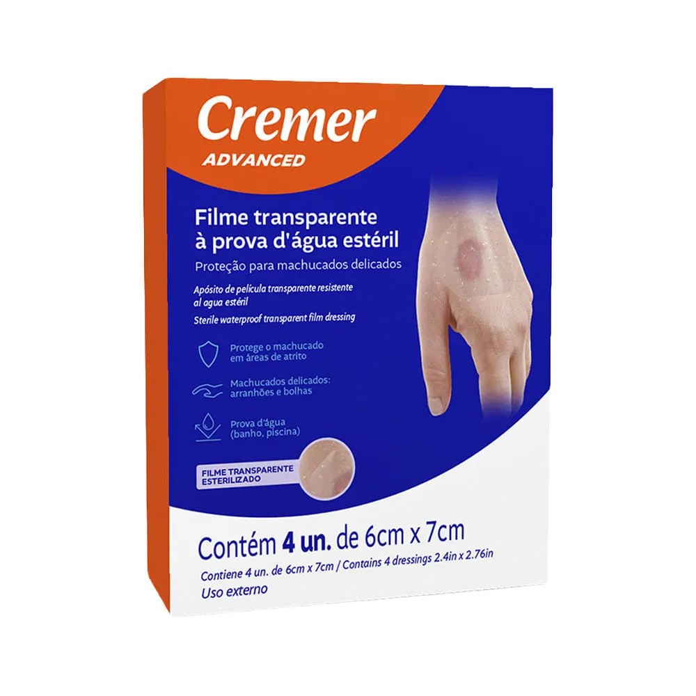 Curativo Filme Cremer Advanced Transparente A Prova D'agua 4 Unidades