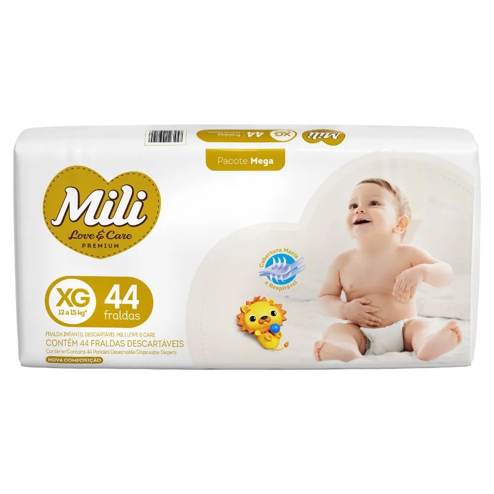 Fralda Mili Love E Care Xg Mega Com 44 Unidades