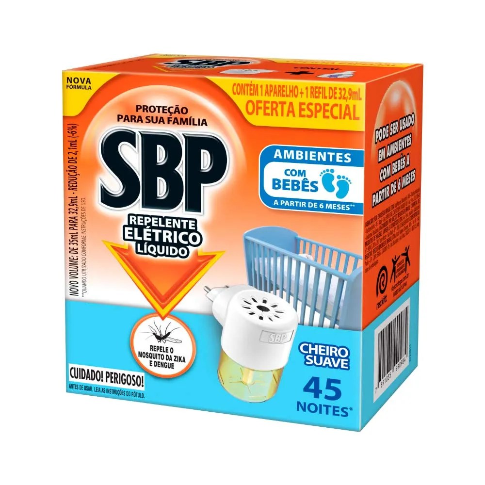 Repelente Eletrico Sbp Com 1 Aparelho+32,9ml Refil Especial