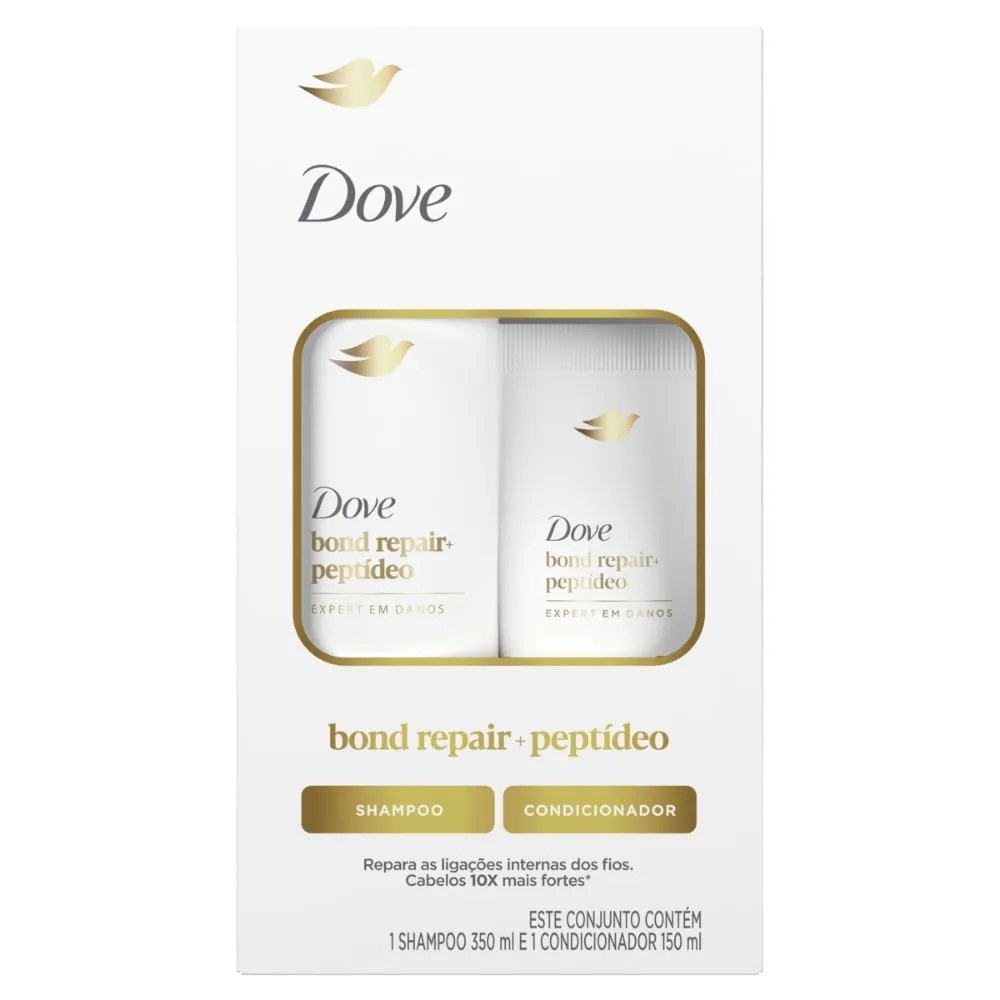 Kit Shampoo 350ml + Condicionador 150ml Dove Bond Repair+ Peptídeo
