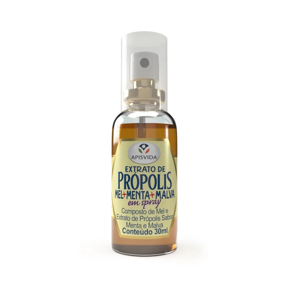 Spray Para Garganta Extrato De Própolis Sabor Menta E Malva Apis Vida 30ml