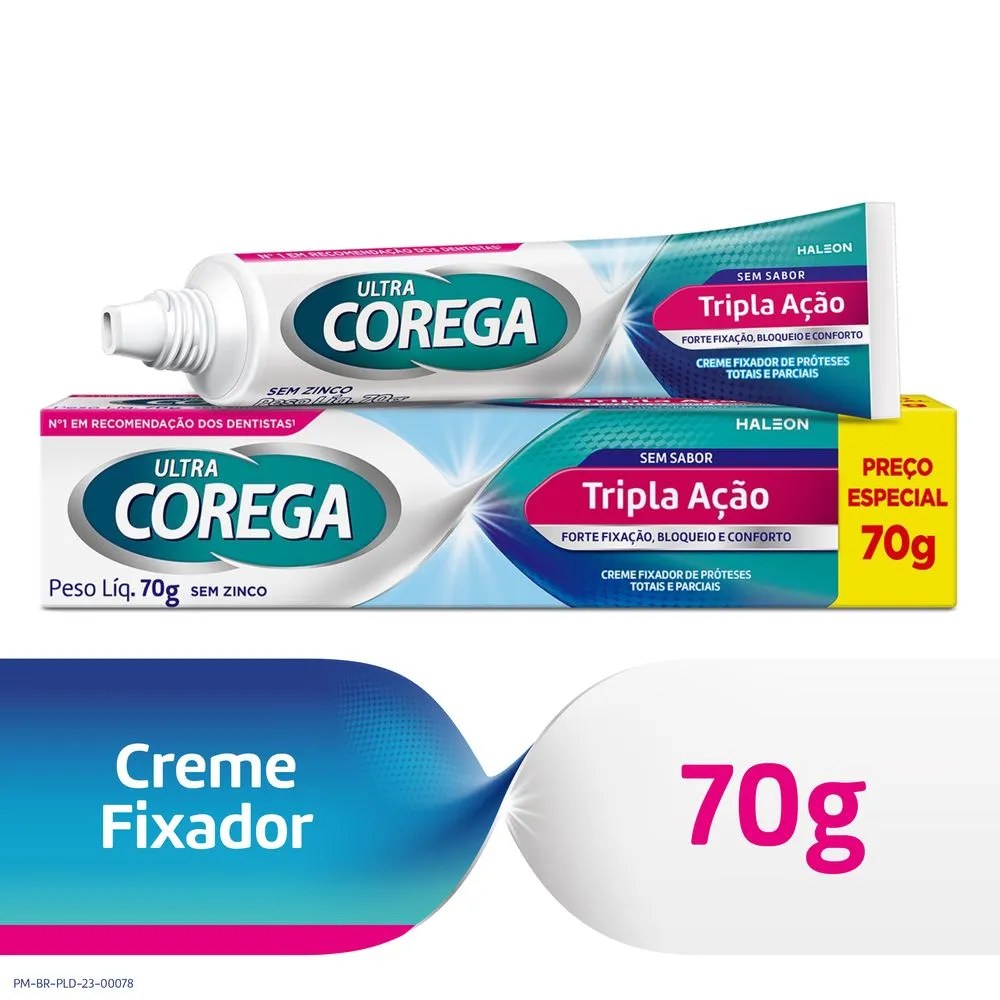 Fixador De Dentadura Ultra Corega 70gr Creme Tripla Acao Sem Sabor Especial