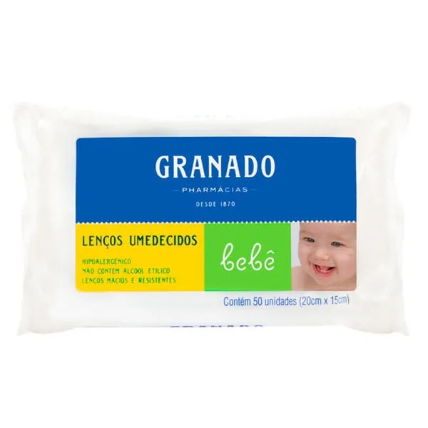 Lenços Umedecidos Granado Bebê Com 50 Unidades