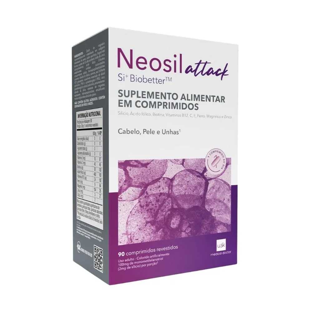 Suplemento Alimentar Neosil Attack Cabelo Pele E Unha 90 Comprimidos