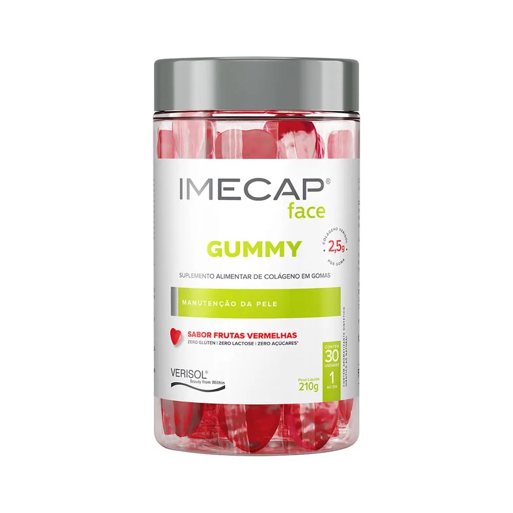 Colágeno Verisol Em Gomas Imecap Face Gummy Frutas Vermelhas 30 Unidades