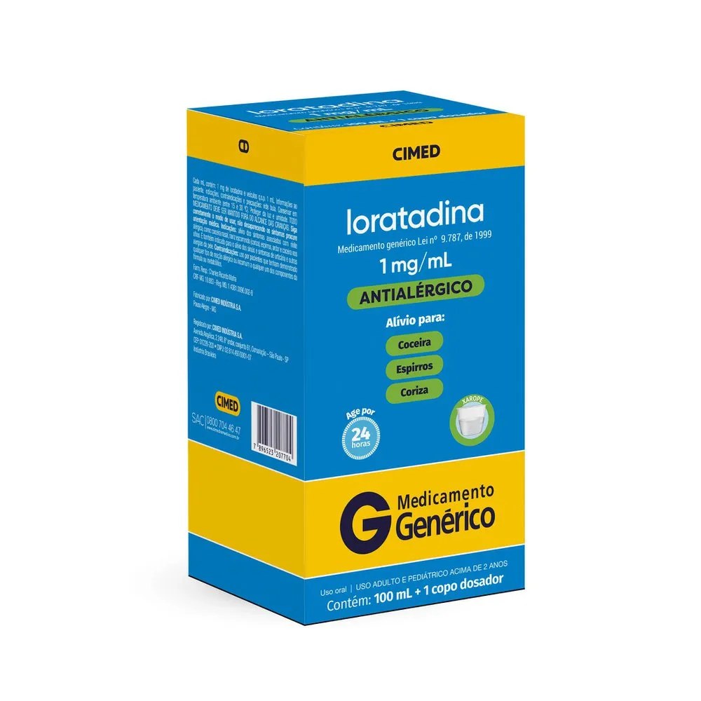 Loratadina Cimed 100ml Xarope 1mg/ml Generico