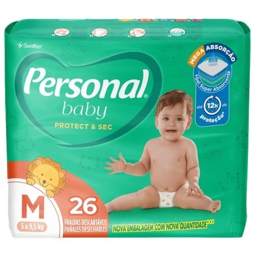 Fralda Personal Baby Protect & Sec M 26 Unidades