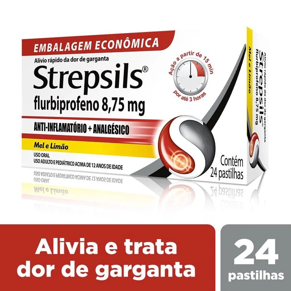 Pastilhas Para Garganta Strepsils Sabor Mel E Limão - Caixa 24 Pastilhas