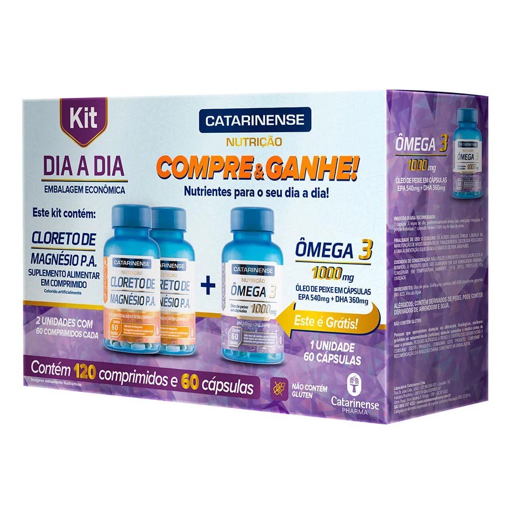 Dia A Dia Catarinense Cloreto De Magnesio P.a Com 120 Comprimidos + Omega 3 Gratis 60 Capsulas Espe