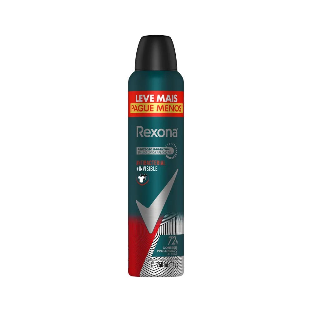 Desodorante Rexona Masculino 250ml Leve+pague- Aerosol Antibacterial Invisible