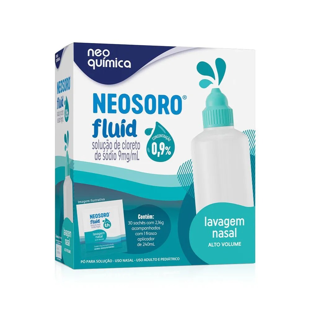 Descongestionante Nasal Neosoro Fluid Alto Volume 0,9% Frasco 240ml + 30 Sachês