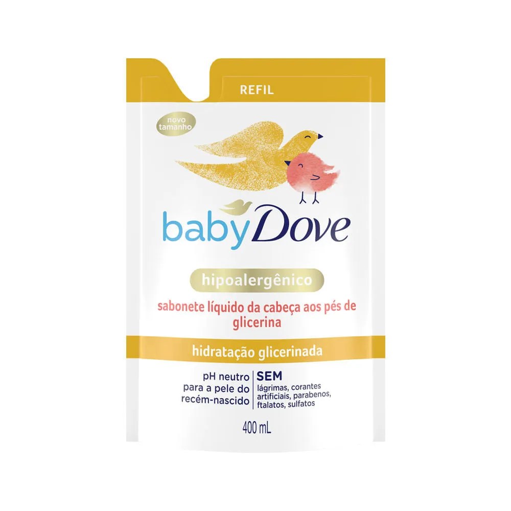 Sabonete Dove Baby Liquido 400ml Hidratação Glicerinada Refil