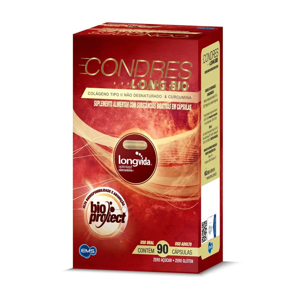Colágeno Tipo 2 Condres Long Bio Curcumina 90 Cápsulas