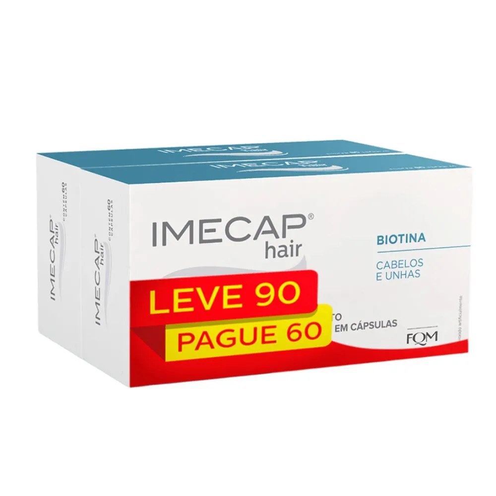 Imecap Hair Leve 90 Pague 60 Capsulas Cabelos E Unhas Especial