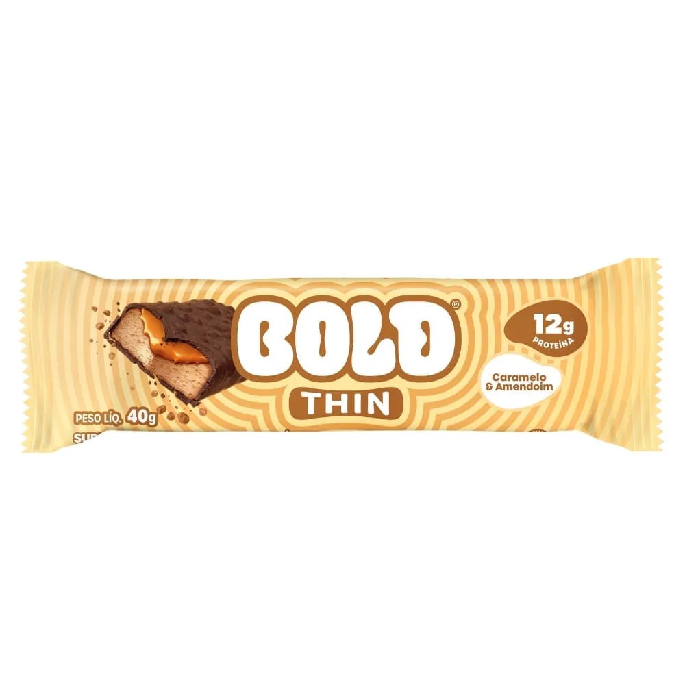 Barra De Proteína Bold Thin Caramelo E Amendoim 40g