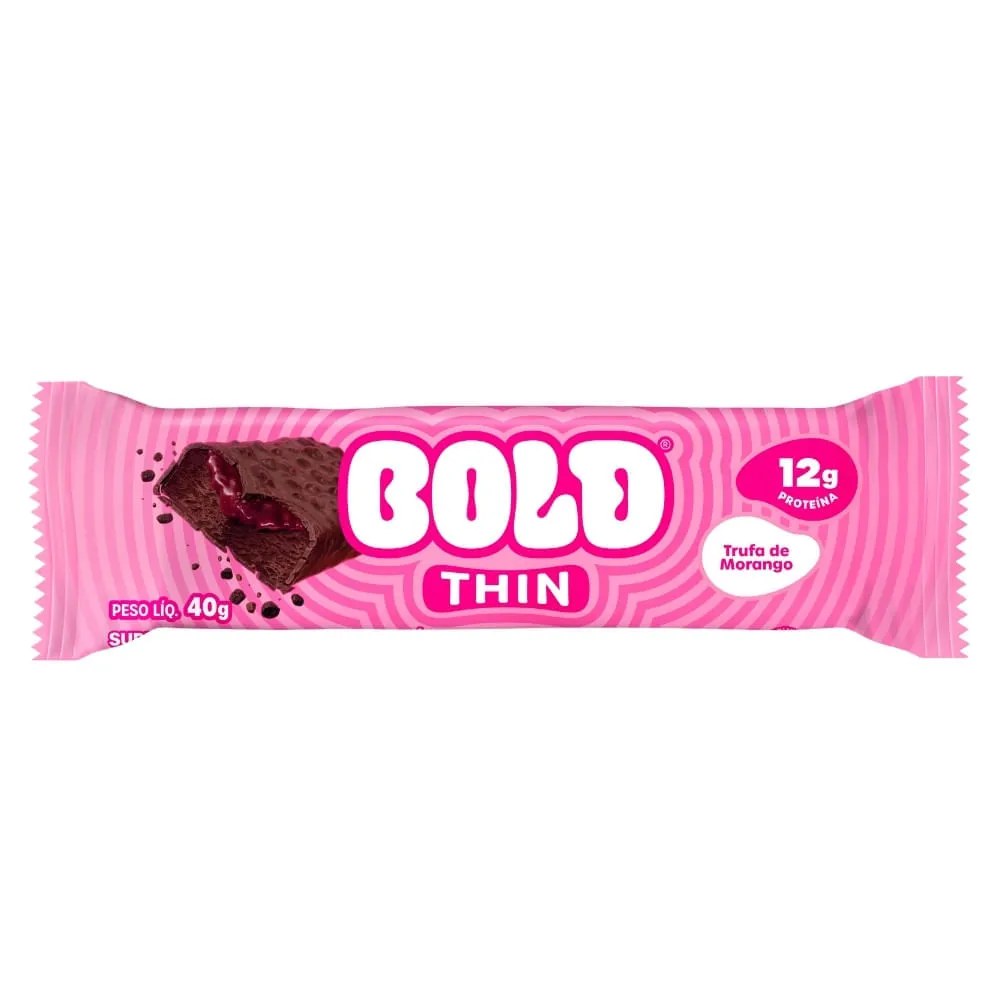 Barra De Proteína Bold Thin Trufa De Morango 40g