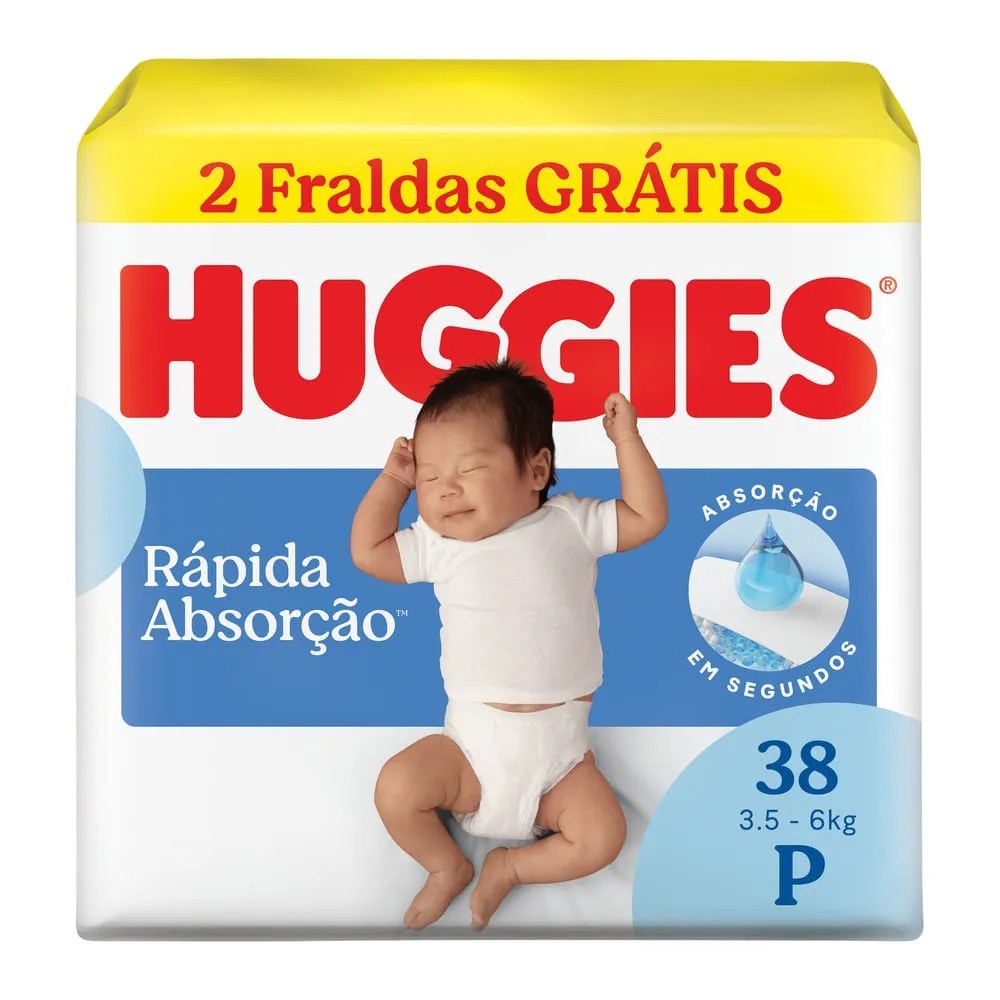 Fralda Huggies P Rápida Absorção 38 Unidades