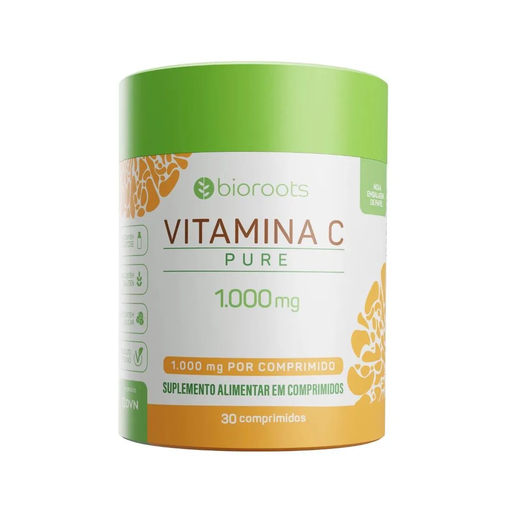 Vitamina C Pure 1000mg Com 30 Comprimidos Bioroots