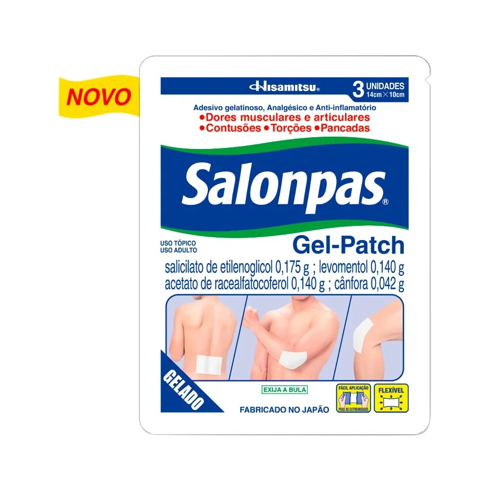 Salonpas Com 3 Adesivos 0,175+0,14+0,14+0,42g