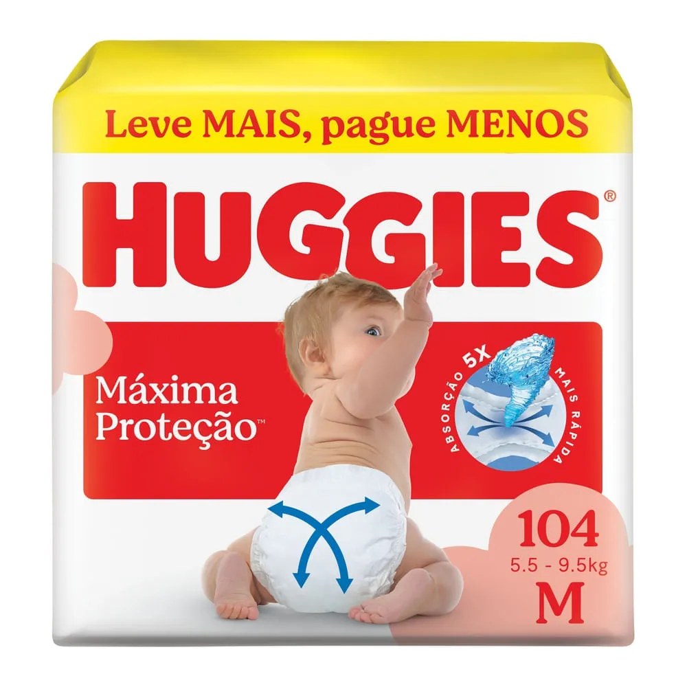 Fralda Huggies M Máxima Proteção 104 Unidades