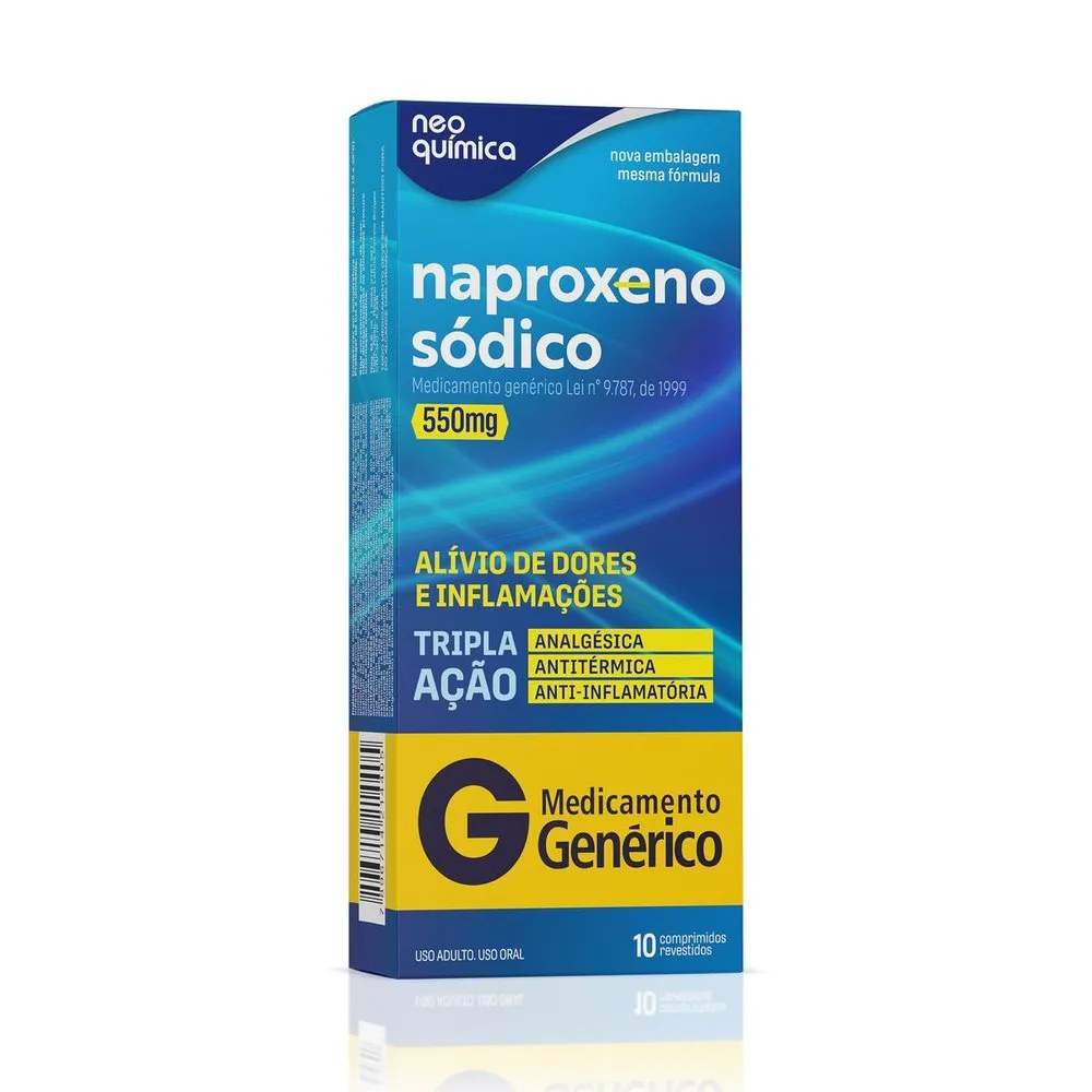 Analgésico E Antinflamatório Naproxeno Sódico 550mg Neo Química 10 Comprimidos