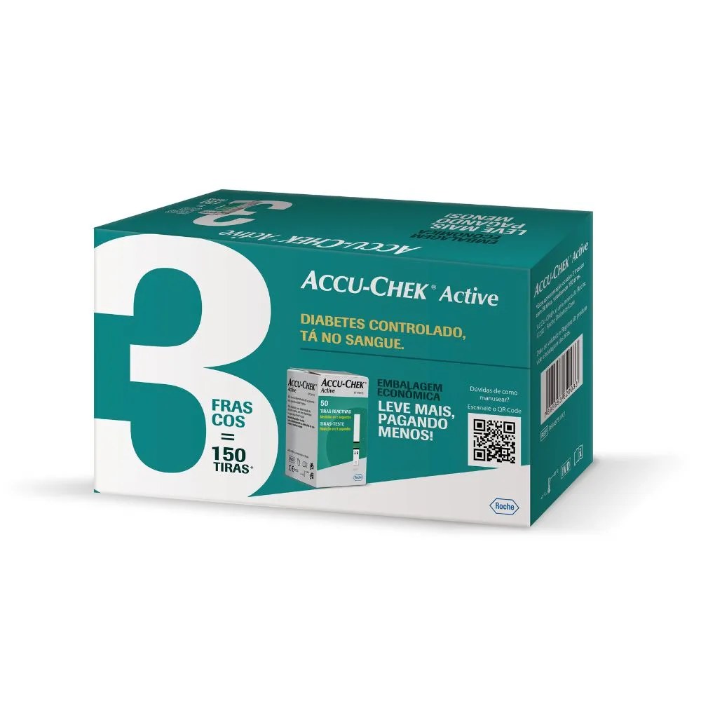 Tira De Teste De Glicose Accu-chek Active 3 Caixas Com 50 Unidades Cada