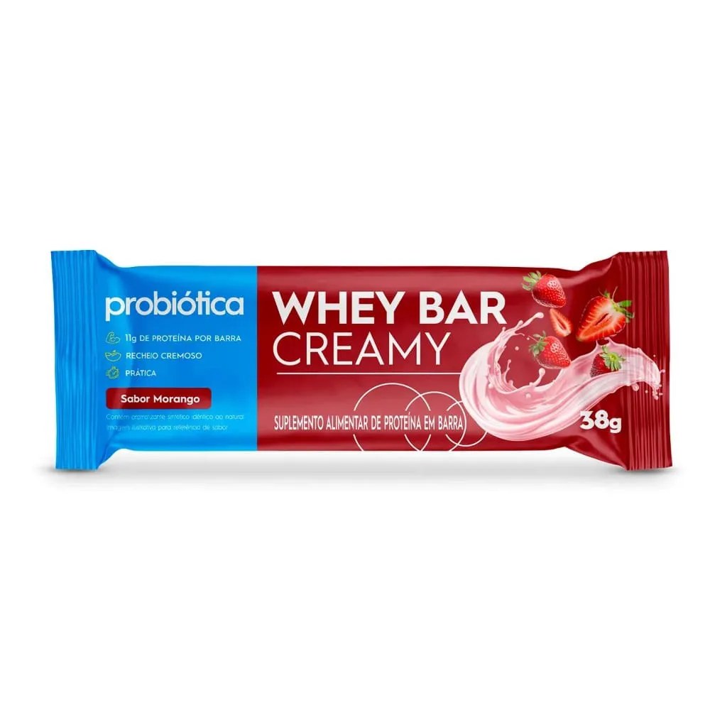 Barra Probiotica Whey Bar Creamy Morango 38gr