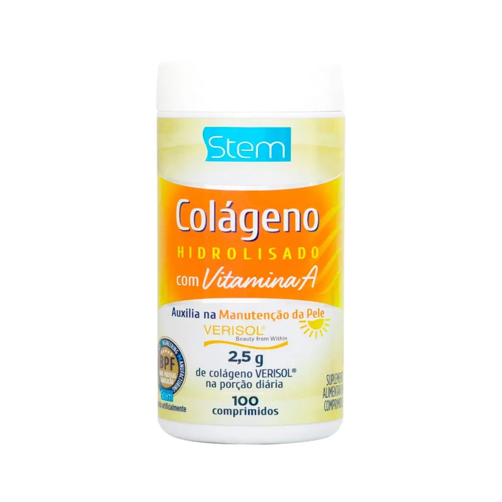 Colageno Hidrolisado + Vitamina A Com 100 Comprimidos Stem