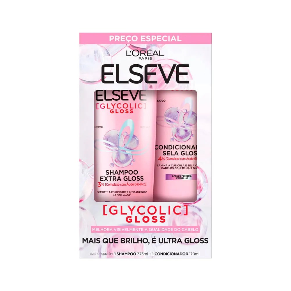Shampoo 375ml + Condicionador 170ml Elseve Glycolic Gloss Especial