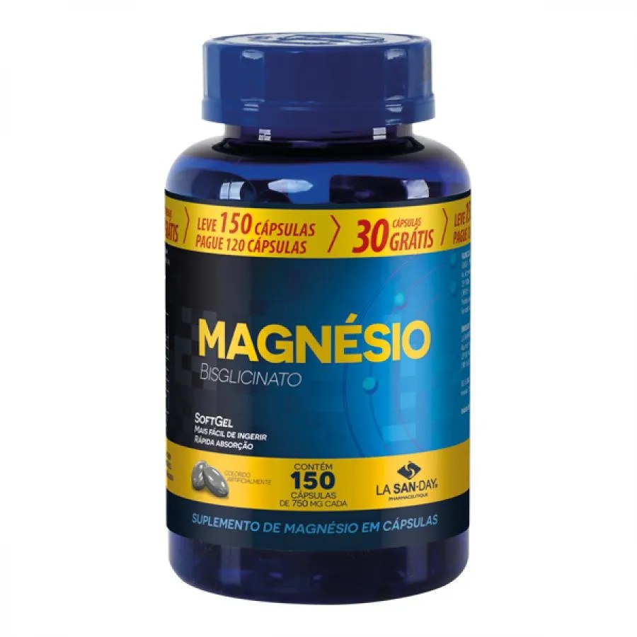 Magnesio Bisglicinato Lasanday Leve 150 Pague 120 Capsulas 750mg Especial