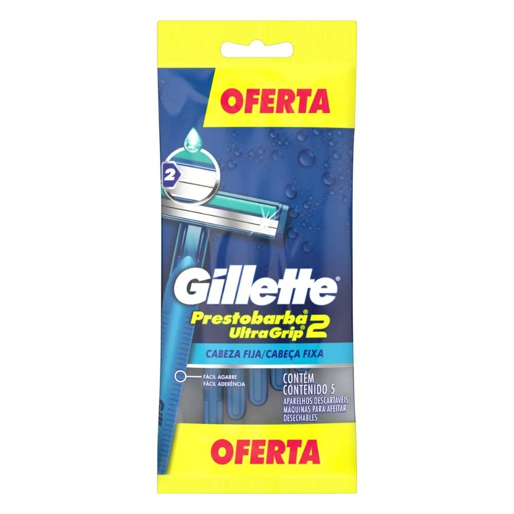 Aparelho Prestobarba Descartavel Com 5 Ultragrip 2
